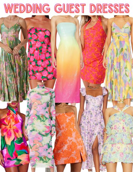 Spring wedding guest dresses / rainbow ombré dress / floral print dress 

#LTKwedding #LTKparties #LTKSeasonal