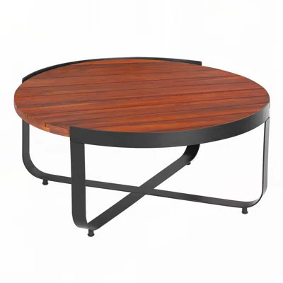 Patio Coffee Table with Round Top,Metal Base | Wayfair North America