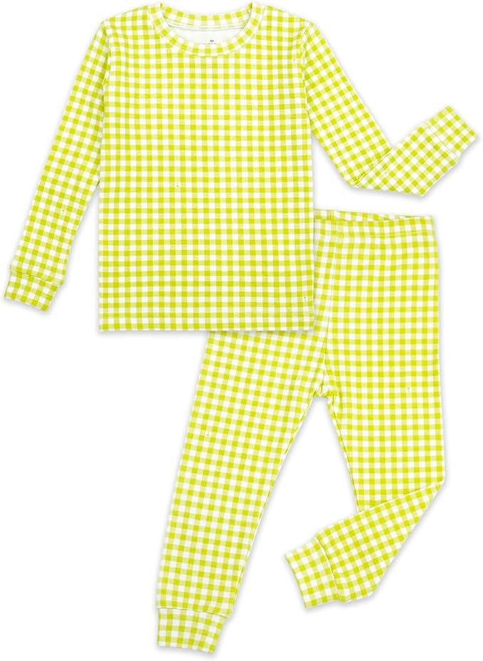 moimoln Baby Toddler Pajama Set, Soft Cotton Modal Snug-Fit Sleepwear, Plaid Check & Solid (6M-8Y... | Amazon (US)