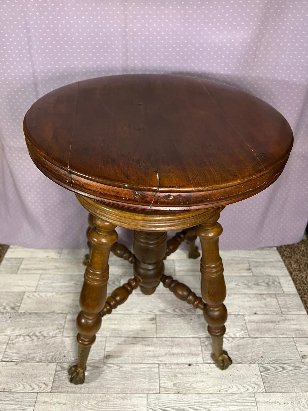 Antique Victorian Glass Ball and Claw Foot Piano Stool, Adjustable Swivel Seat, Brass Clawfoot, P... | Etsy (US)