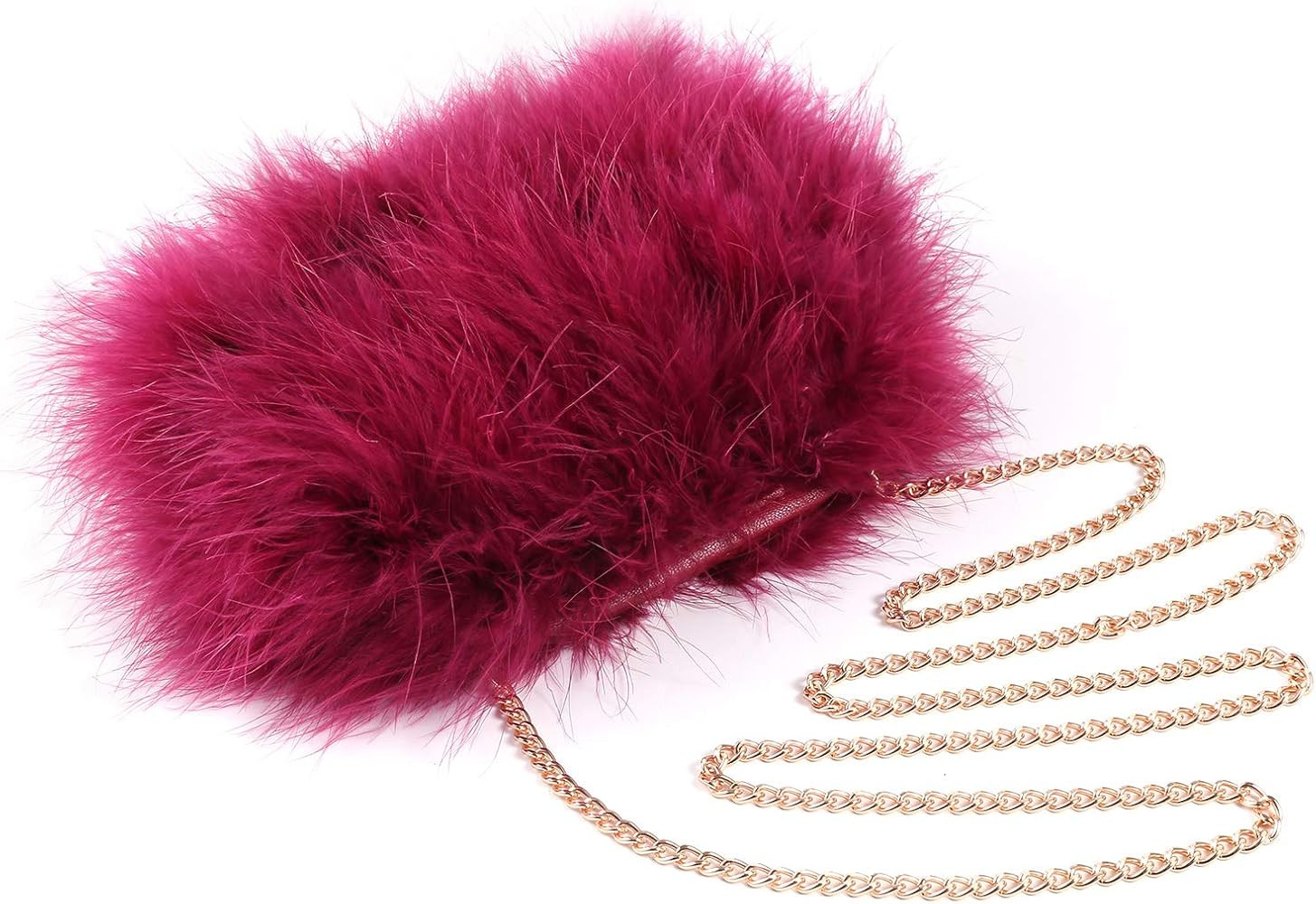 Women Marabou Feather Clutch Bag Evening Handbag with Detachable Chain Strap Wedding Cocktail Par... | Amazon (US)