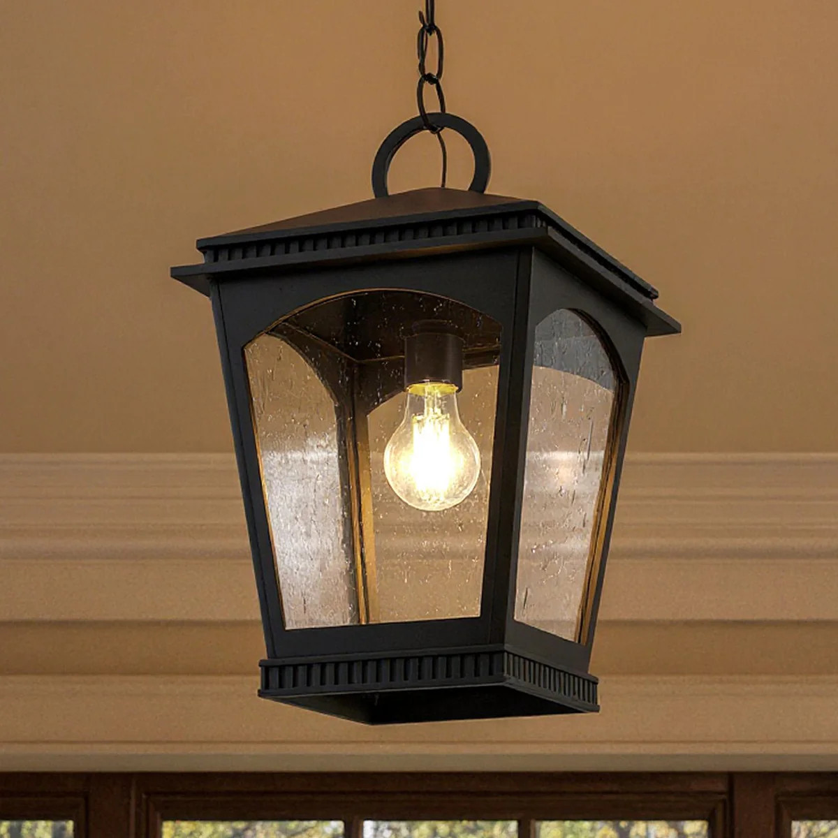 UQL6150 Traditional Indoor Pendant, 17.50''H x 10.00''W x 10.00''Dep, Earth Black Finish, Kentwoo... | Urban Ambiance, Inc.