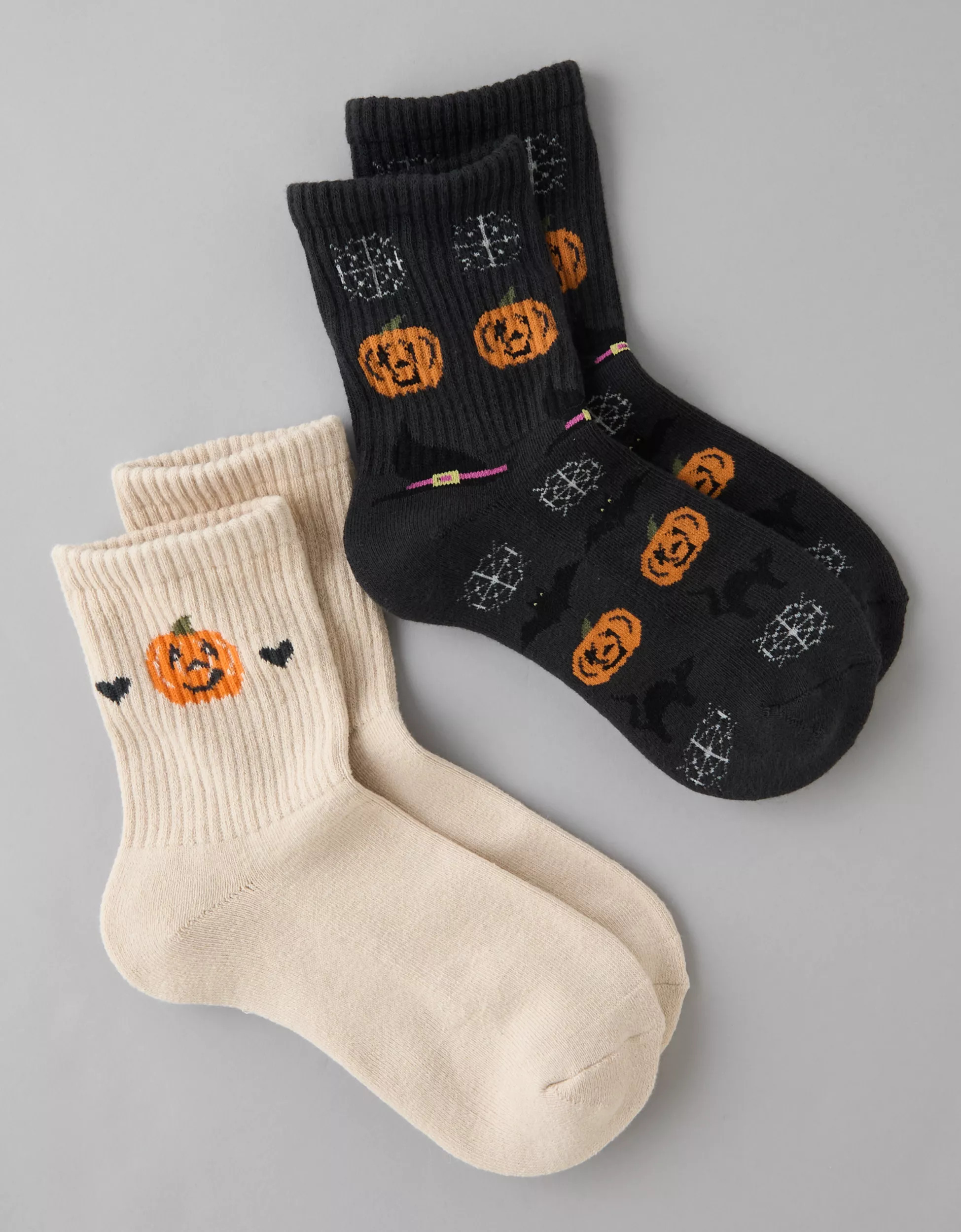 AE Spooky Cropped Crew Socks 2-Pack | American Eagle Outfitters (US & CA)