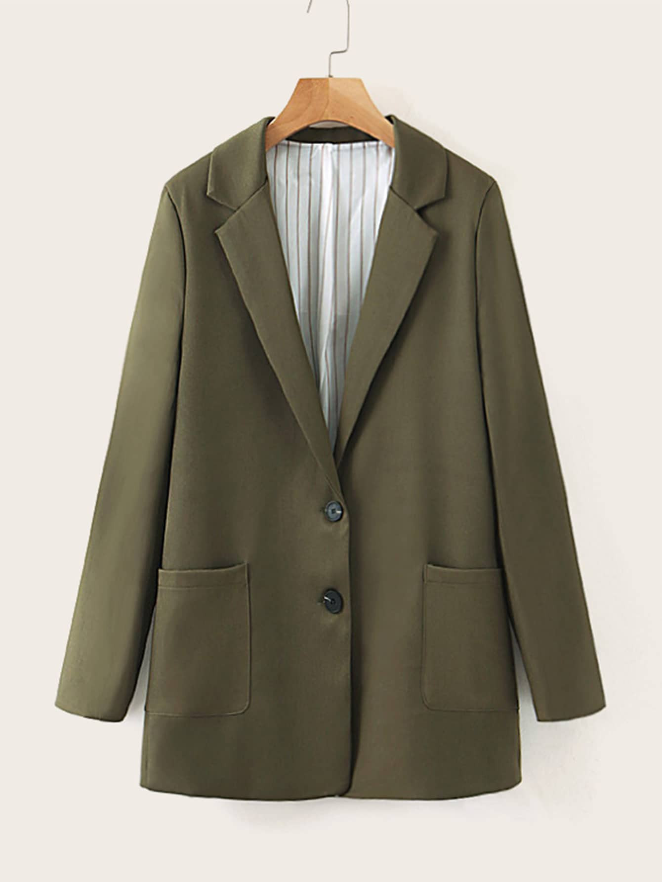 Lapel Collar Single-Breasted Blazer | SHEIN