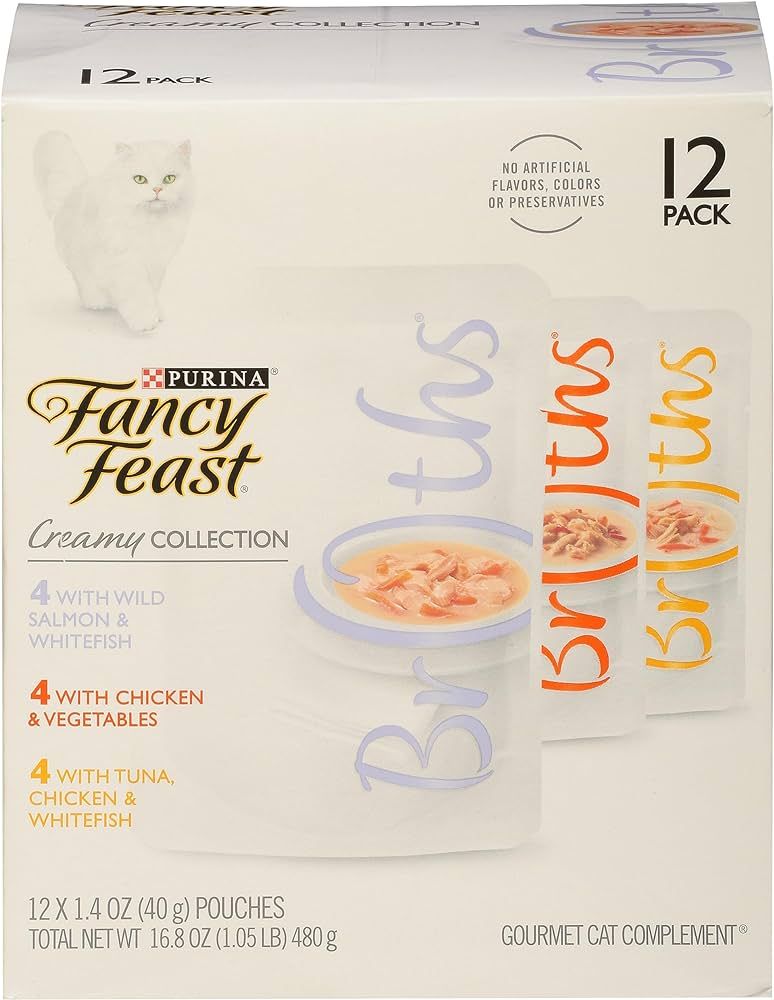 Purina Fancy Feast Lickable Broth Topper Complement Creamy Wet Cat Food Variety Pack - (12) 1.4 o... | Amazon (US)