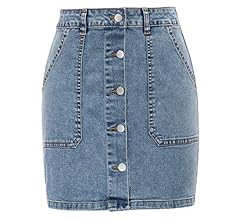 Women's Casual Button Down Denim Skirt High Waist Bodycon Pockets Jean Short Skirt | Amazon (US)