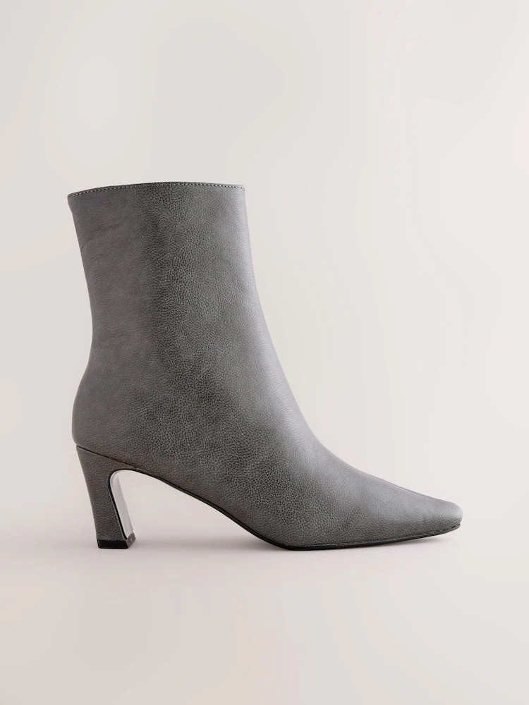 Grey Forever Comfort® Chisel Toe Heeled Ankle Boots | Next US