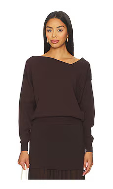 Line & Dot Favorite Off Shoulder Sweater in Brown from Revolve.com | Revolve Clothing (Global)