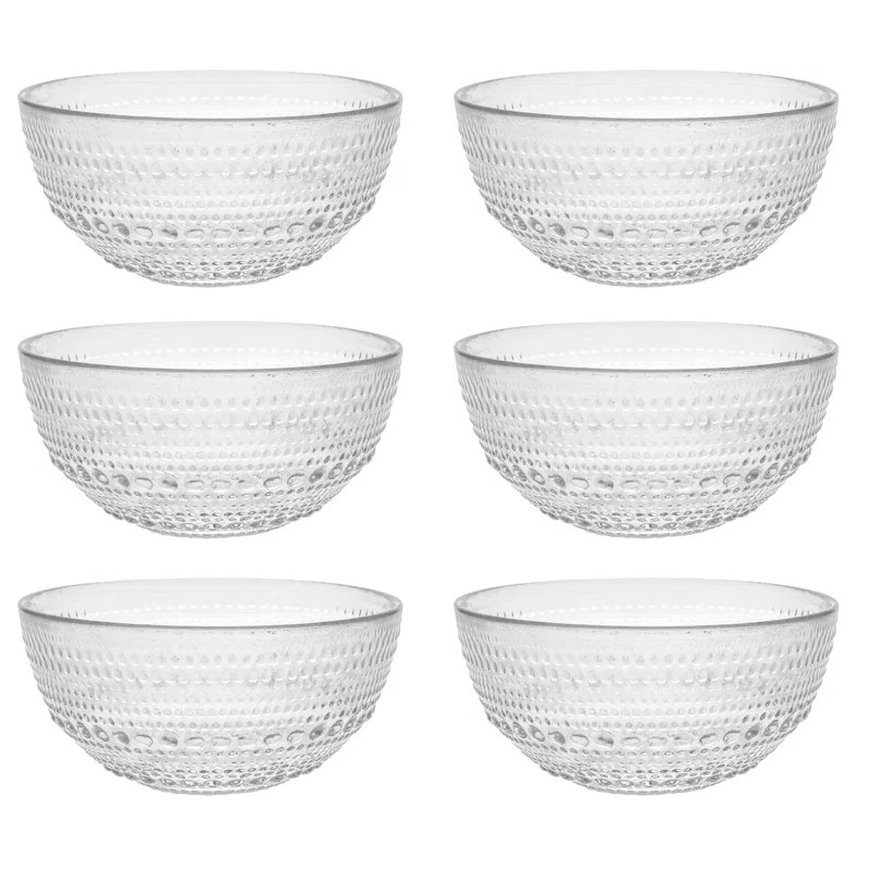Fortessa Jupiter Vintage Glassware Collection Cereal Salad Dessert Snack All-Purpose Bowl 6 Pack,... | Wayfair North America