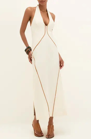 Iva Halter Linen Blend Maxi Cover-Up Sundress | Nordstrom