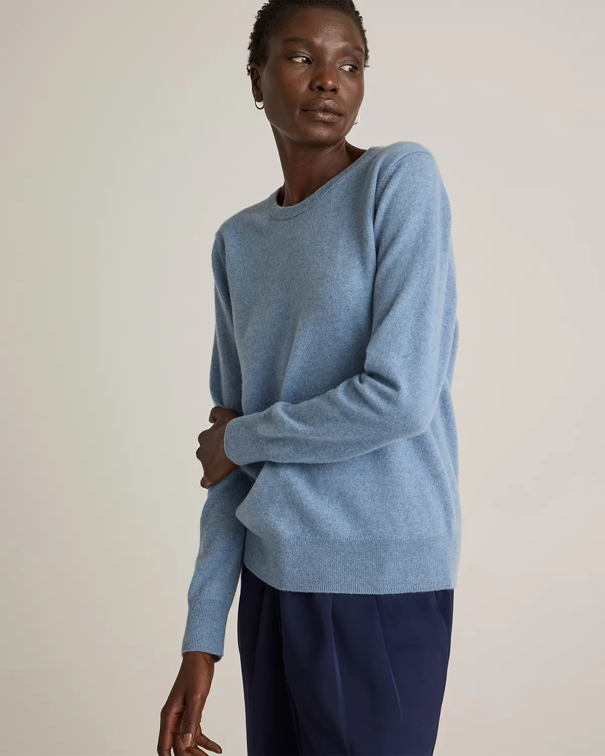Mongolian Cashmere Crewneck Sweater in Faded Denim | Quince