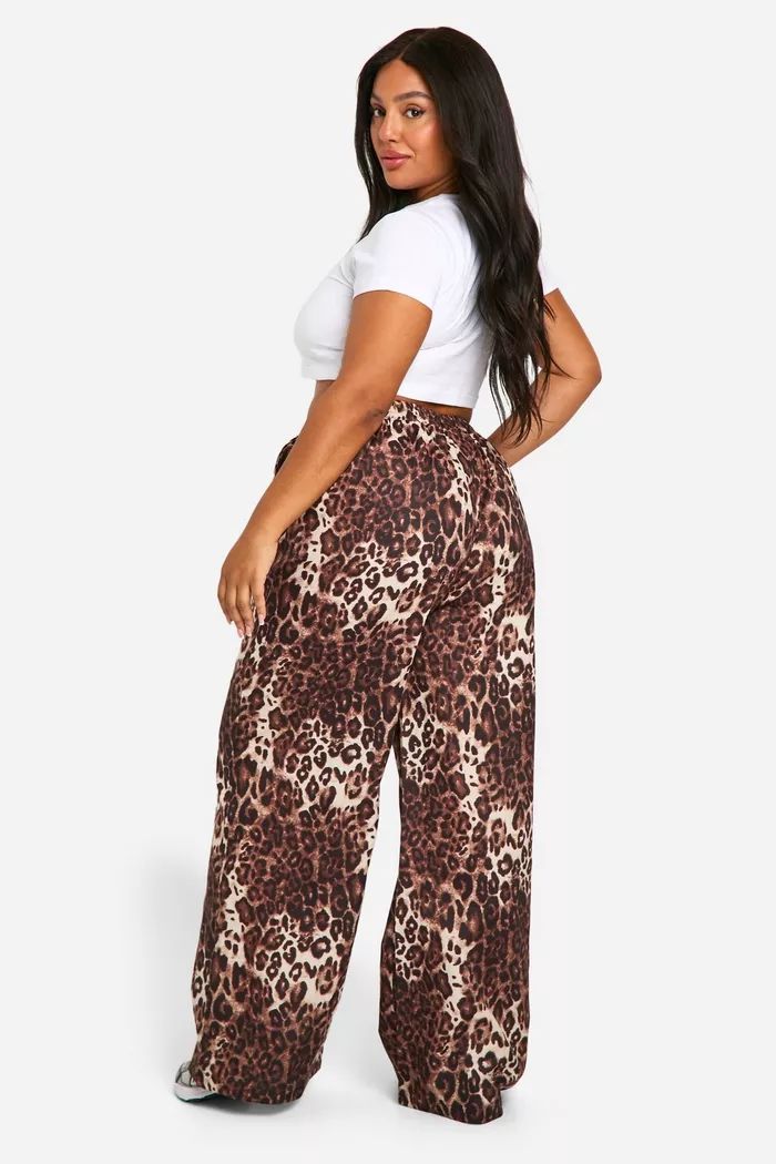 Plus Leopard Wide Leg Trouser | boohoo (US & Canada)