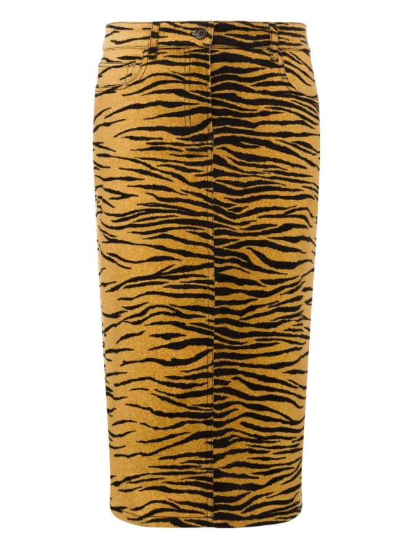 MOSCHINO JEANS animal-pattern Midi Skirt | Brown | FARFETCH AU | Farfetch Global