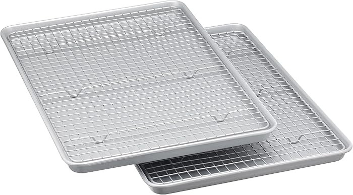 Amazon Basics Ceramic Nonstick Baking Sheets & Cooling Rack Set, Non-Toxic, Half Sheet Size, 2-Pa... | Amazon (US)