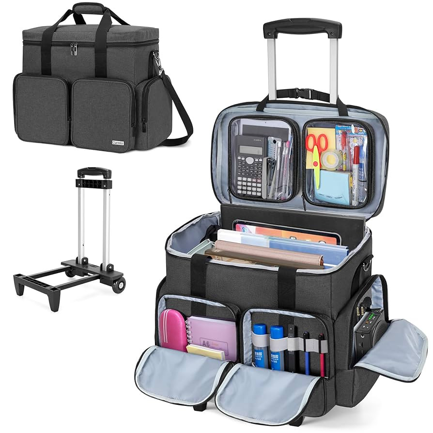 CURMIO Rolling Teacher Tote Bag with Padded Laptop Compartment for up to 15.6 Inches Laptop, Whee... | Amazon (US)