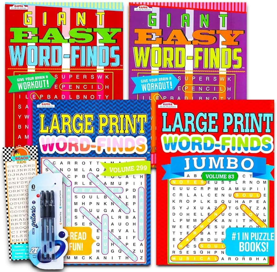 Word Find Puzzle Books for Adults Seniors - Set of 4 Jumbo Word Search Books with Large Print (Ov... | Amazon (US)