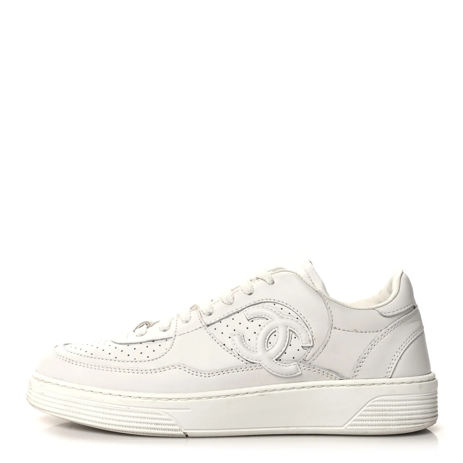 Calfskin CC Womens Sneakers 38 White | FASHIONPHILE (US)