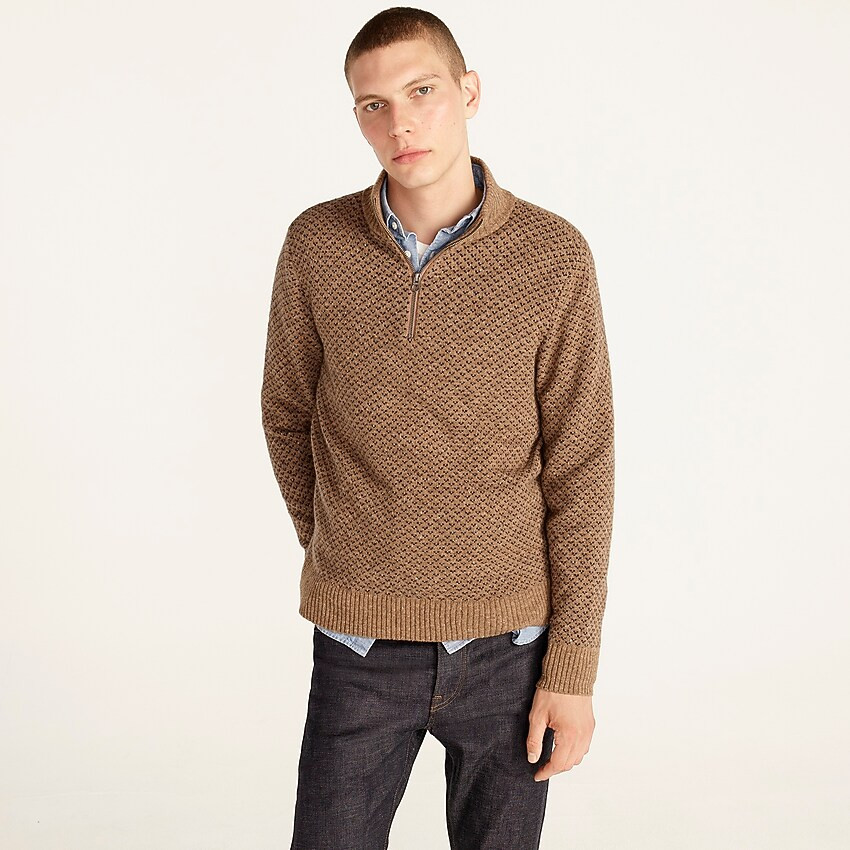 Rugged merino wool bird's-eye half-zip sweater | J. Crew US