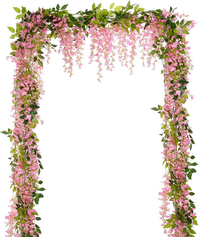 Lvydec Wisteria Artificial Flowers Garland, 4 Pcs Total 28.8ft Artificial Wisteria Vine Silk Hang... | Amazon (US)