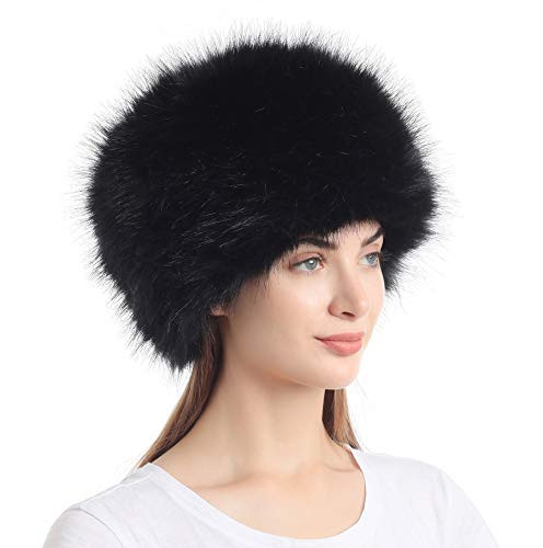 LA CARRIE Women's Faux Fur Hat for Winter with Stretch Cossack Russian Style White Warm Cap | Amazon (US)
