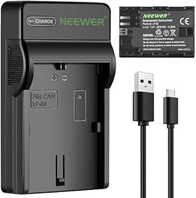 Neewer Camera Battery Charger Set for Canon LP-E6:7.4V 2000mAh Li-ion Battery and Slim Fast Micro... | Amazon (US)