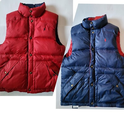 Polo Ralph Lauren Boy`s Down puffer vest Full Zip Reversible Size 14/16 Navy Red | eBay US