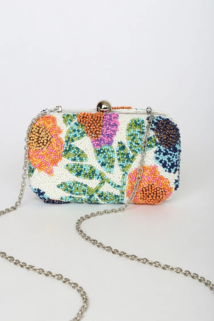 Tour of Blooms White Multi Beaded Clutch | Lulus