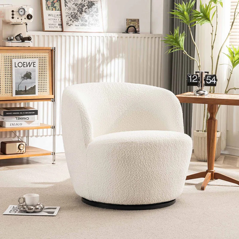Hadriel Small Swivel Chair,Full Assembled Boucle Upholstered Fabric Barrel Chair,Small Space Armc... | Wayfair North America