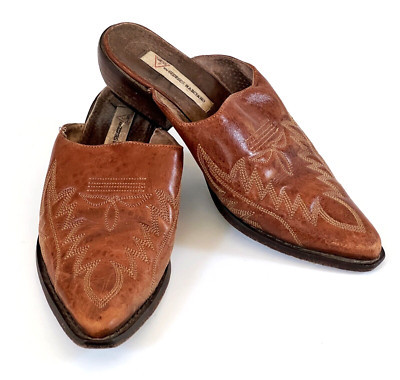 Vintage GUESS Georges Marciano LEATHER BROWN WESTERN Mules 7 1/2B | eBay US