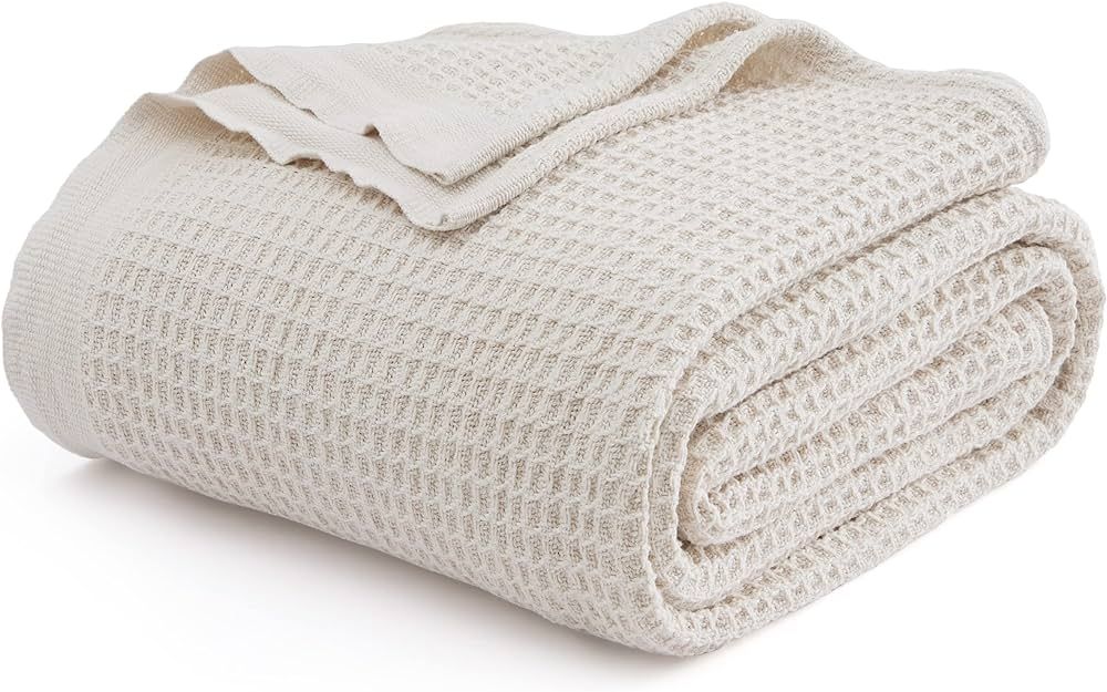 Bedsure 100% Cotton Blankets Queen Size for Bed - Waffle Weave Blankets for Summer, S... | Amazon (US)