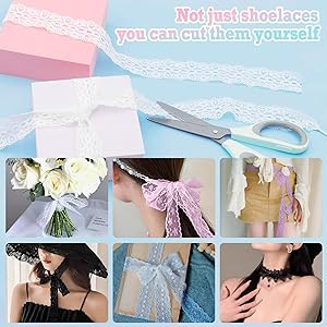 Flat Lace Fancy Shoelaces: 3CM Wide Lace Shoe Laces for Women - 2 Pairs | Amazon (US)