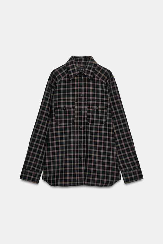 Zara - Oversize Checks Poplin Shirt - Black/Orange - Xs - Woman | Zara UK