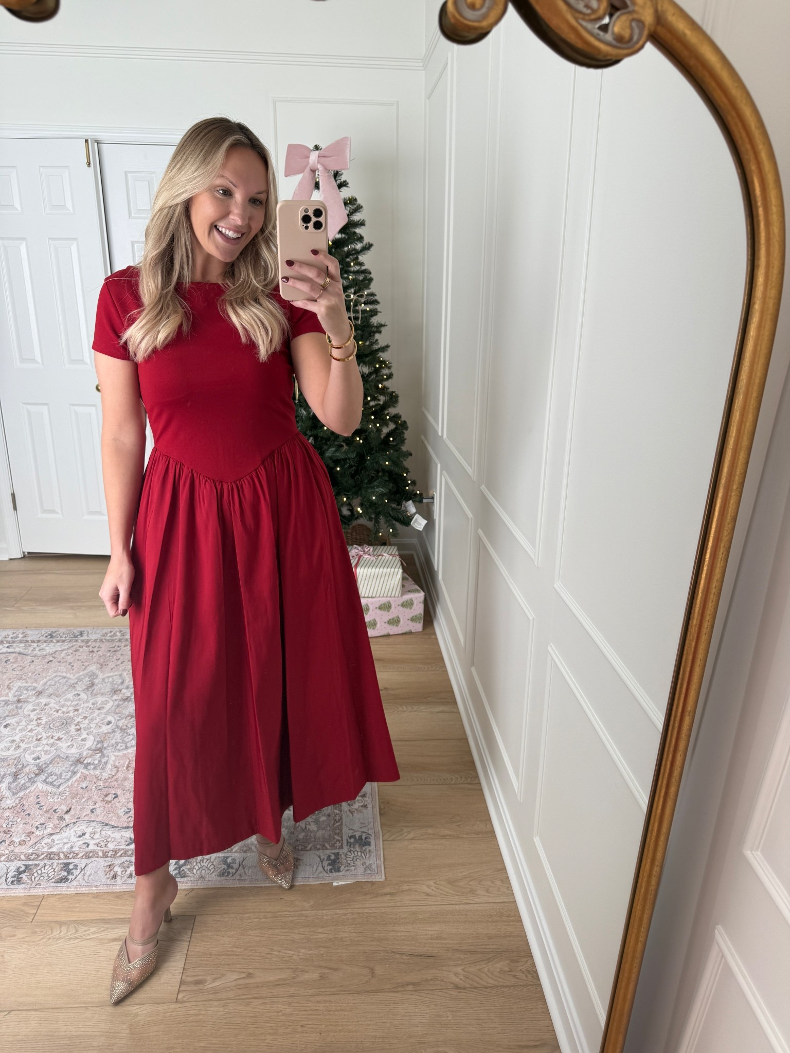 Holiday outfit - red dress - holiday party dress - wearing a med 

#LTKHoliday #LTKFindsUnder50 #LTKSeasonal