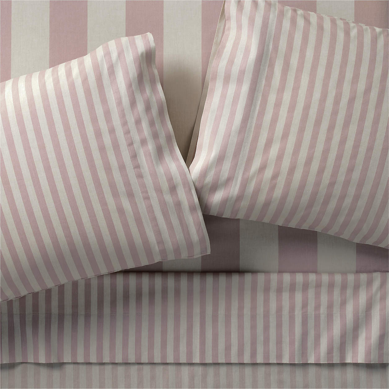 Riviera Plum Rose and Oatmeal Stripe 100% Organic Cotton Kids Twin Sheet Set + Reviews | Crate & ... | Crate & Barrel