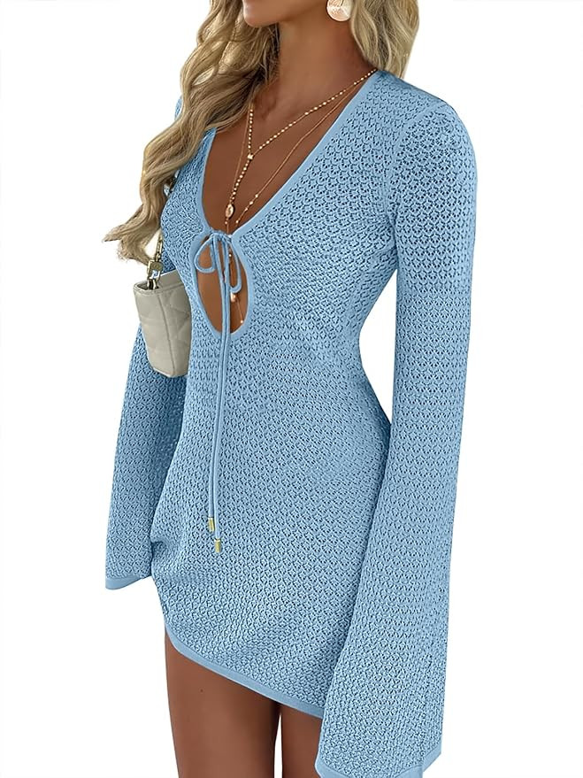 ANRABESS Womens Swimsuit Crochet Swim Cover Up Summer Bathing Suit Swimwear Hollow Out Mesh Knit ... | Amazon (US)