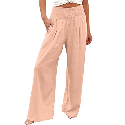 Linen Pants Set Amazon Warehouse Sale Clearance Womens Linen Palazzo Pants Wide Leg Lounge Pant 2024 Casual Summer Vacation Outfits Beach Flowy Pants with Pockets | Amazon (US)