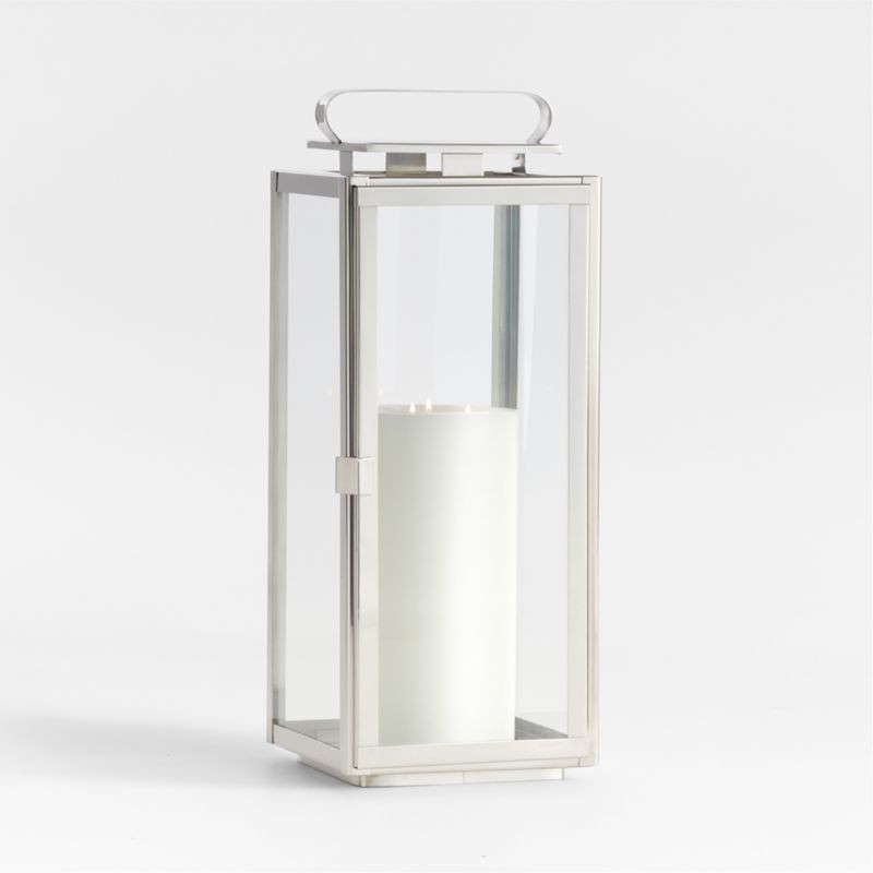 Walker Silver Lantern 24" | Crate & Barrel | Crate & Barrel