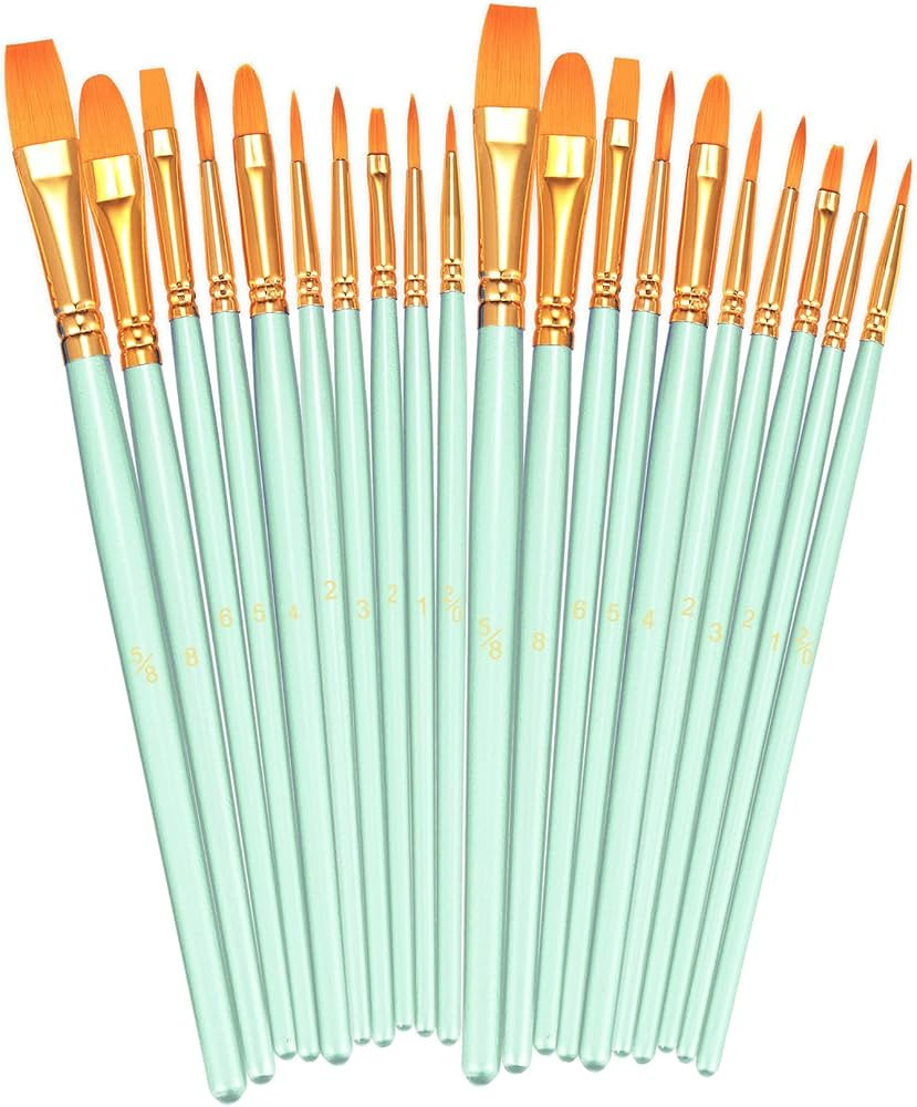 BOSOBO Paint Brushes Set, 2 Pack 20 Pcs Round Pointed Tip Paintbrushes Nylon Hair Artist Acrylic ... | Amazon (US)