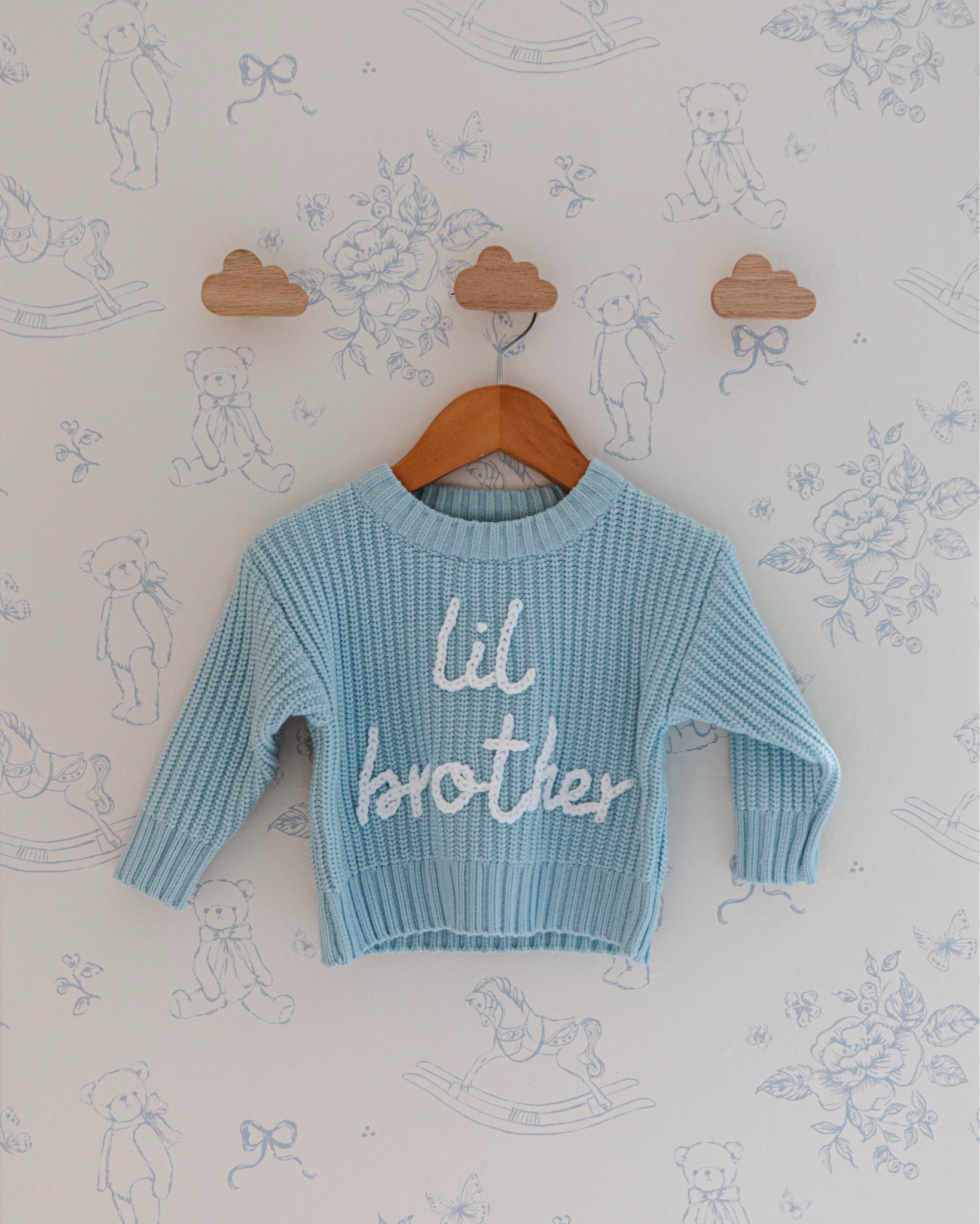 Personalized sweater and cloud knobs 

#LTKBaby #LTKKids