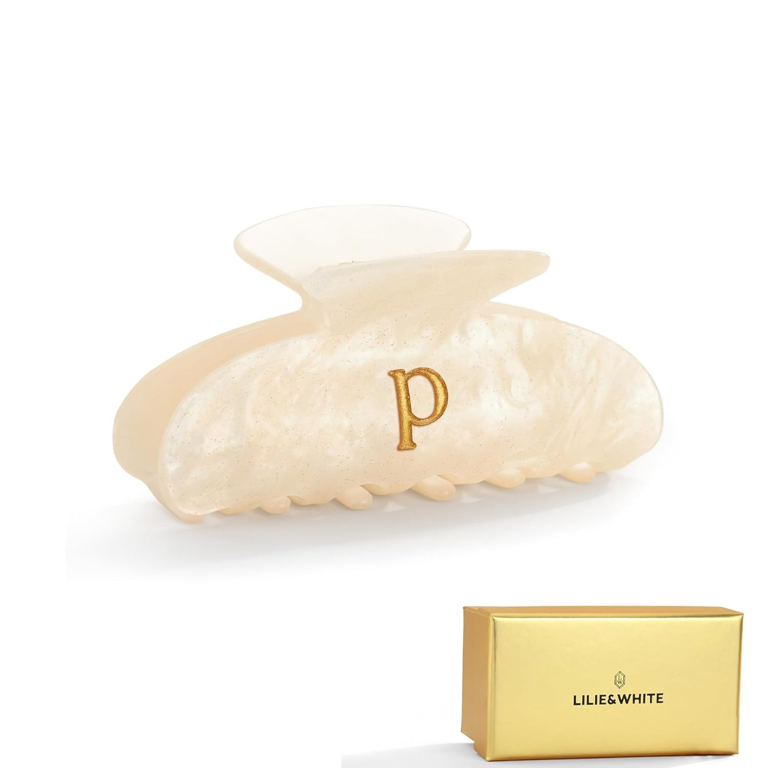 LILIE&WHITE Acrylic Letter Hair Clips For Women Stylish P Monogram Hair Claw Alphabet Hair Clip F... | Amazon (US)