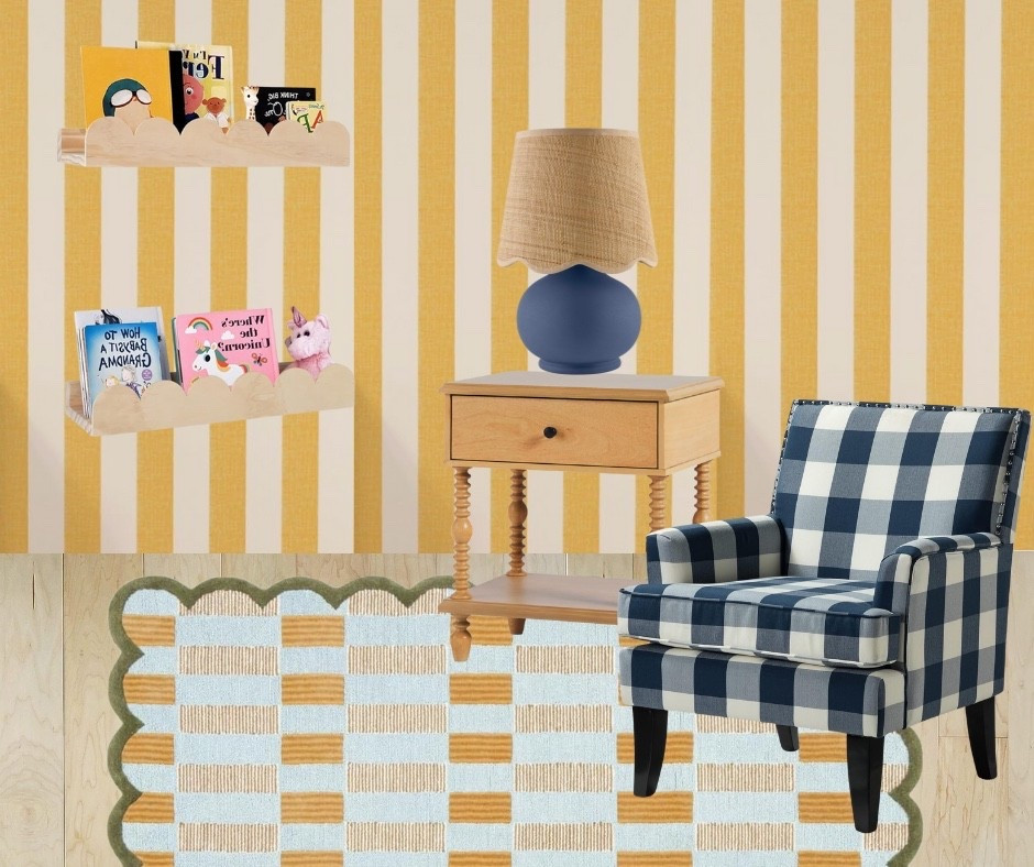 Stripped wallpaper for kids room reading nook 

#LTKKids #LTKFamily #LTKHome