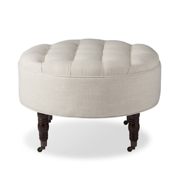 Abbyson 'Clarence' Tufted Round Ottoman | Bed Bath & Beyond