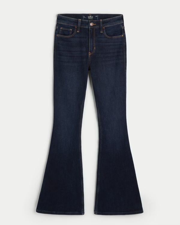 High-Rise Dark Wash Flare Jeans | Hollister (US)