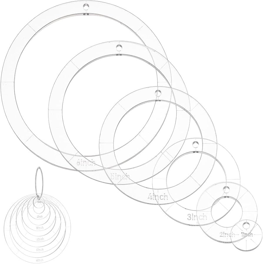 NBEADS 6 Pcs Circle Quilting Acrylic Template, 1/2/3/4/5/6 inch Diameter Quilting Templates with ... | Amazon (US)