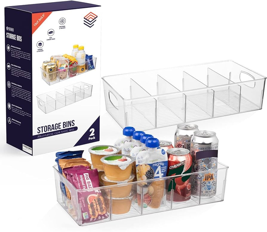 ClearSpace Plastic Pantry Organization and Storage Bins with Removable Dividers – XL Perfect Ki... | Amazon (US)