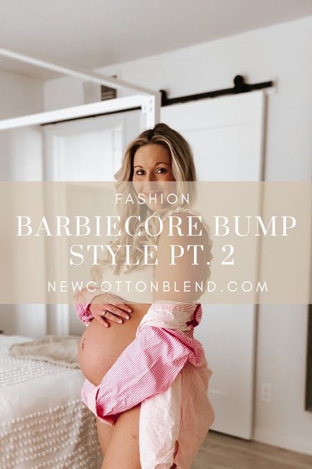 Barbiecore bump style pt 2 - a poolside or beach look!

Walmart bikini is juniors size and non maternity, wearing XL at 30 weeks pregnant. 

Walmart striped overshirt, ordered size XXL for shacket/coverup fit

Amazon white pants, wearing L

Lack of Color hat

Walmart visor