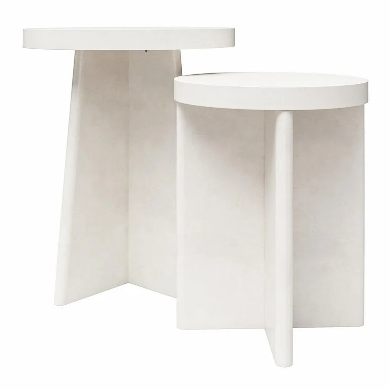 Queer Eye Liam Round End Tables, Set of 2, Plaster | Walmart (US)