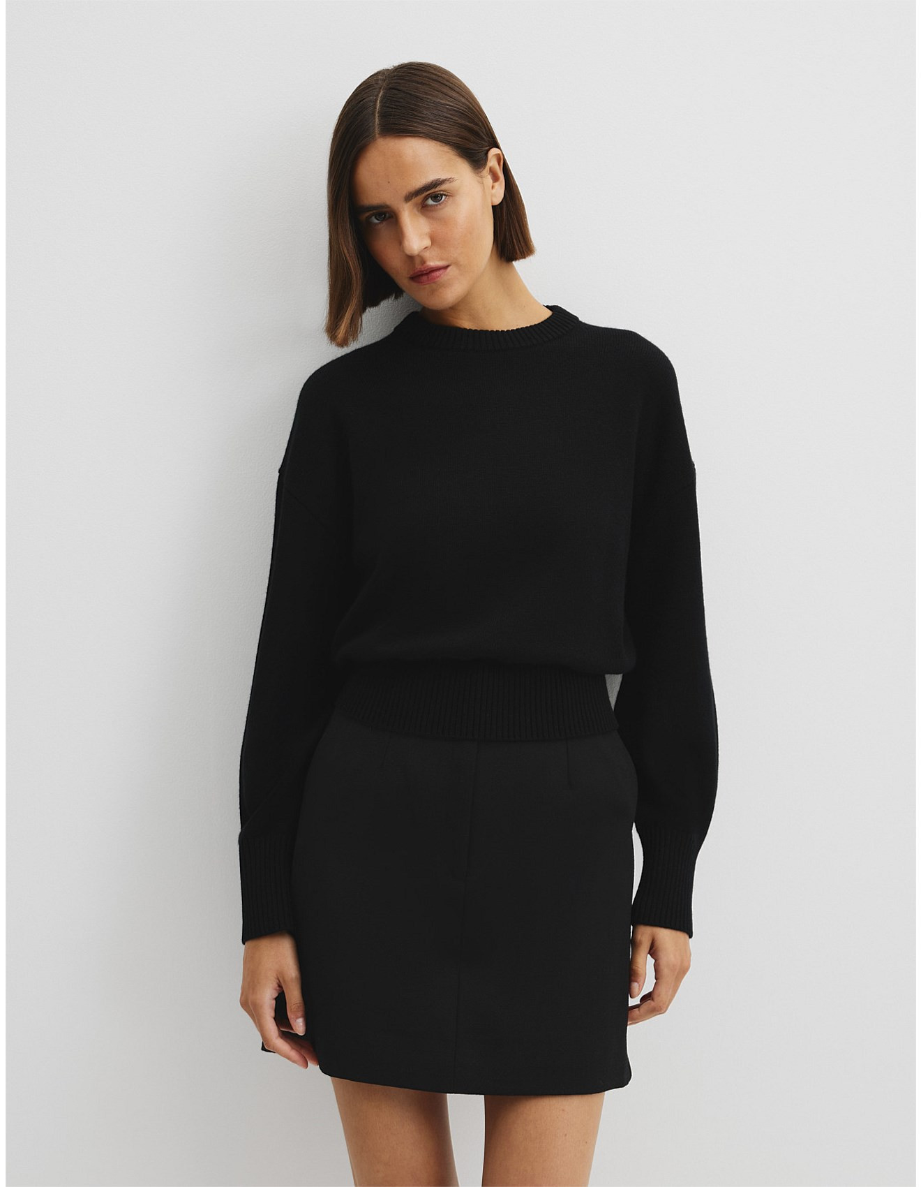 Country Road Crop Crew Neck Knit | David Jones | David Jones (Australia & New Zealand)