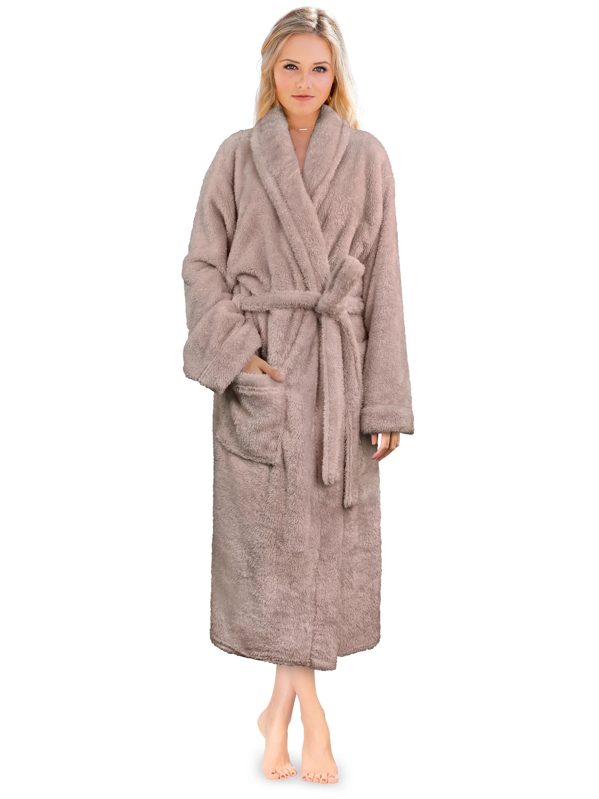 PAVILIA Premium Womens Plush Soft Robe Fluffy, Warm, Fleece Sherpa Shaggy Bathrobe (S/M, Taupe) -... | Walmart (US)