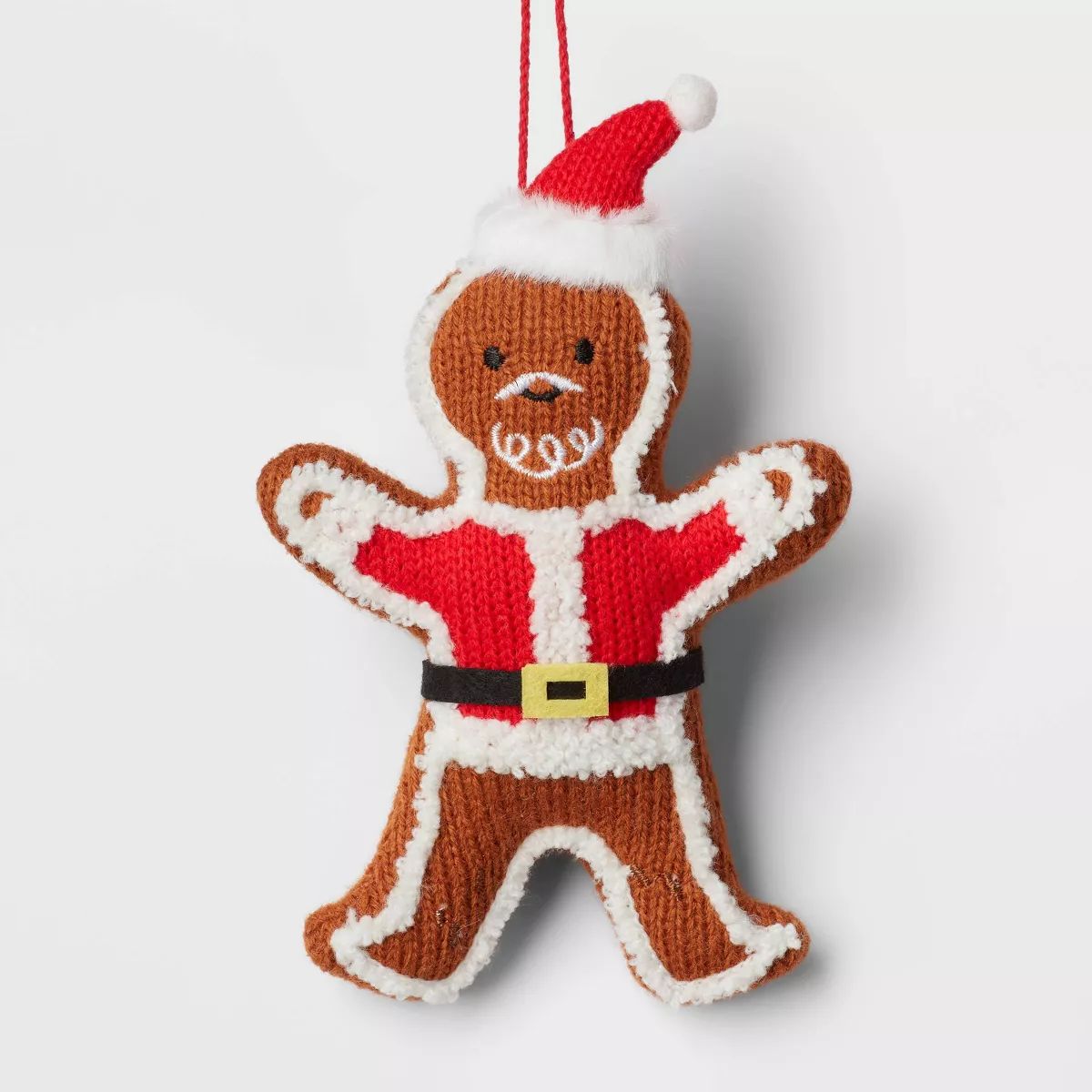 Knit Gingerbread Santa Christmas Tree Ornament Brown/Red - Wondershop™ | Target